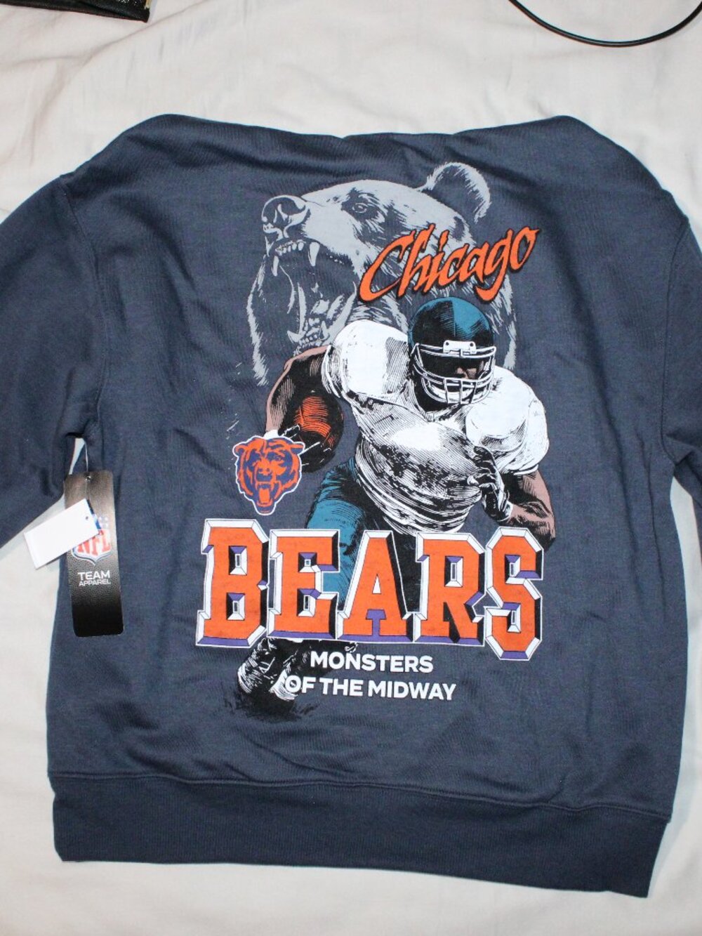 NWT NFL Team Boys Chicago Bears Pullover Hoodie Navy Blue Size Large (10-12) - Picture 6 of 6